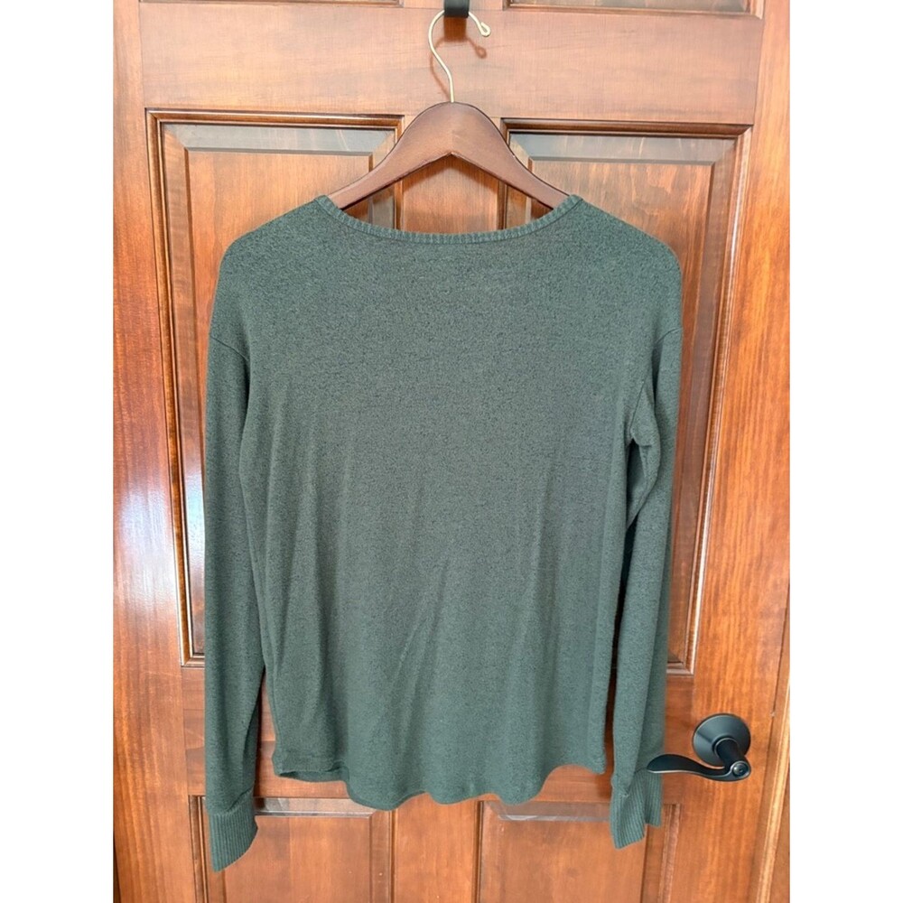 Market & Spruce Forest Green V-Neck Long Sleeve Top- Womens Small - Picture 3 of 3